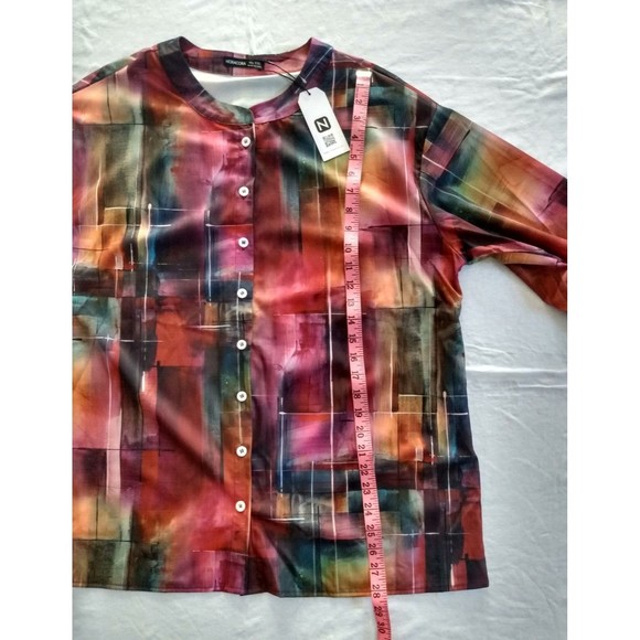 Noracora Women's Colorful Multicolor Blouse Top Shirt 3/4 Sleeve XXL NEW - Picture 9 of 13